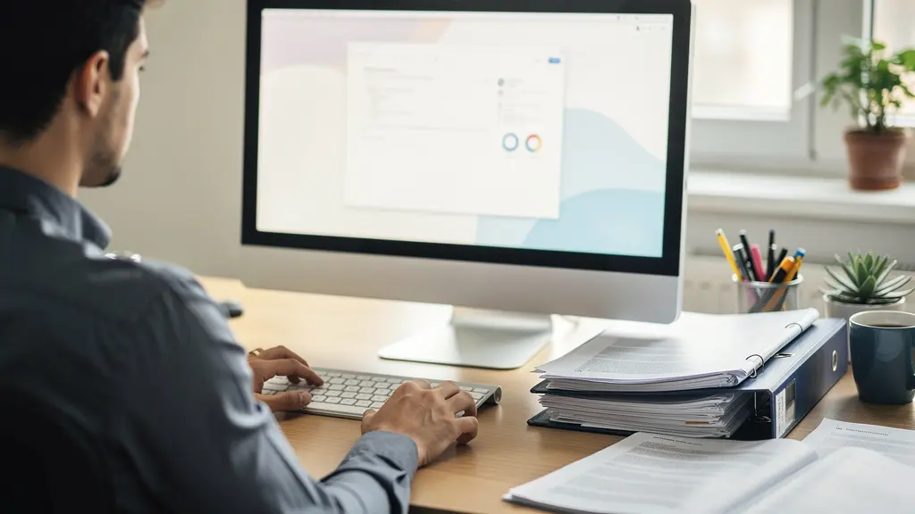 Personne organisant ses recherches d'EHPAD sur ordinateur à domicile